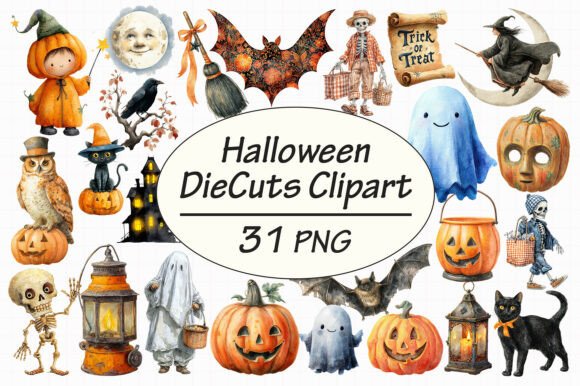 Download Vintage Halloween DieCuts Clipart - Vintage Collection