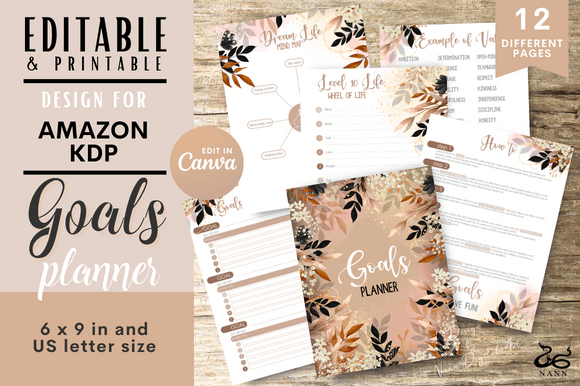 Download Goals Planner/ Editable/ Amazon KDP - Kdp Collection