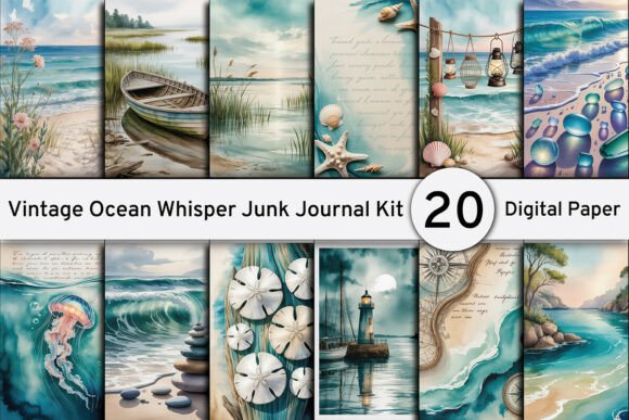 Download Vintage Ocean Whisper Junk Journal Kit - Vintage Collection