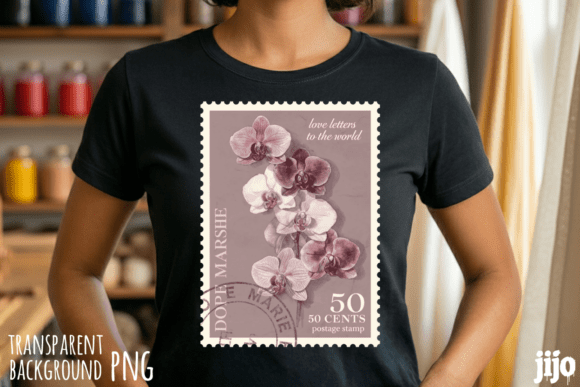 Download Flowers Orchids Vintage Stamp PNG - Vintage Collection