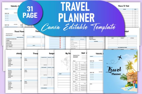 Download Editable Travel Planner Canva KDP - Kdp Collection