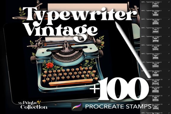 Download 100+ Procreate Typewriter Vintage Stamps - Vintage Collection