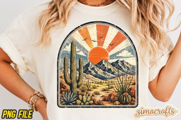 Download Vintage Desert Sunset Cactus Mountain - Vintage Collection