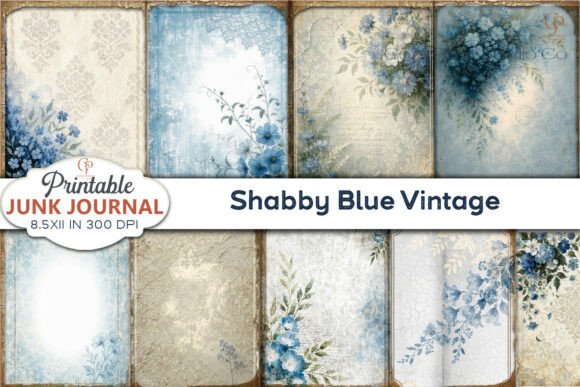 Download Shabby Blue Vintage Junk Journal Pages - Vintage Collection