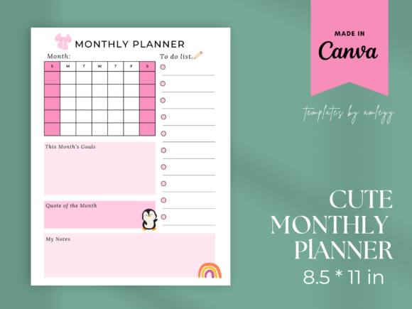 Download Cute Coquette Monthly Planner Template - Premium Bundle