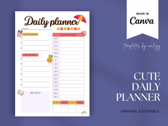 Download Cute Daily Planner Template for Canva - Premium Resources