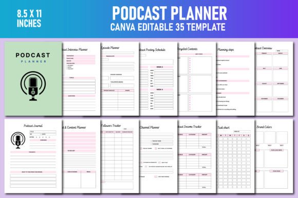 Download Podcast Planner Canva KDP Interiors - Kdp Collection