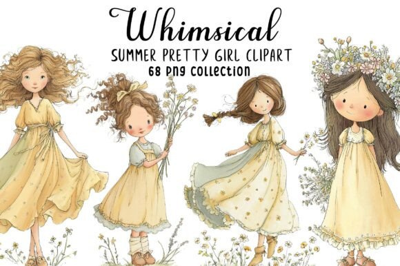 Download Whimsical Summer Pretty Girl Clipart - Pretty Collection