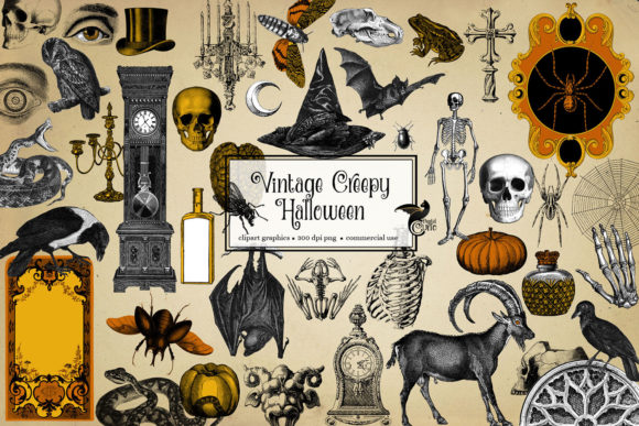 Download Vintage Creepy Halloween Clipart - Vintage Collection
