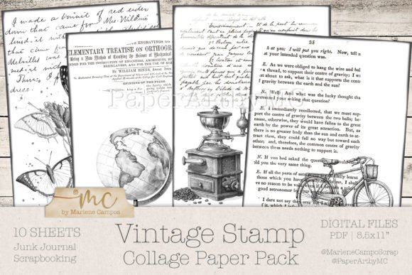 Download Vintage Stamp Collage Paper Template - Vintage Collection
