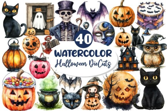Download Vintage Halloween DieCuts Clipart - Vintage Collection