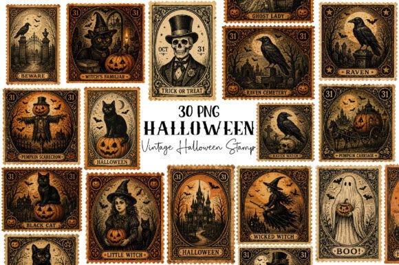 Download Vintage Halloween Stamp Clipart - Vintage Collection