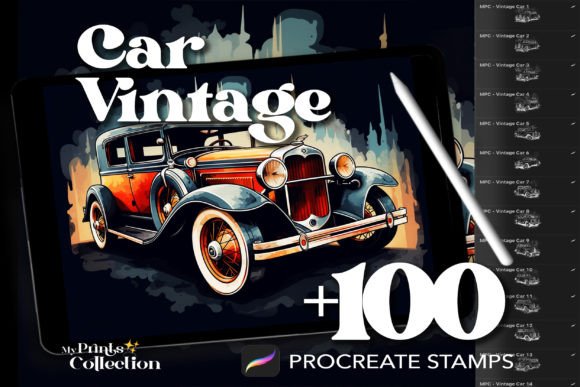 Download 100+ Procreate Car Vintage Stamps - Vintage Collection