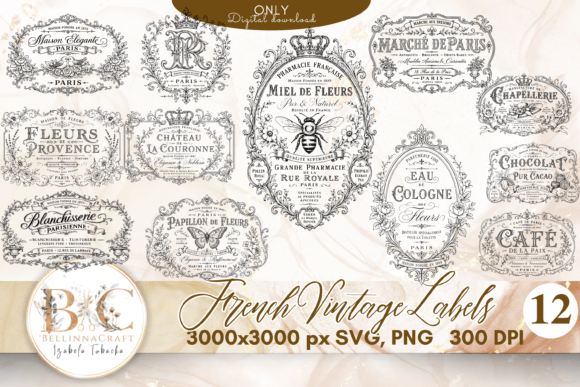 Download French Vintage Label SVG Bundle - Vintage Collection