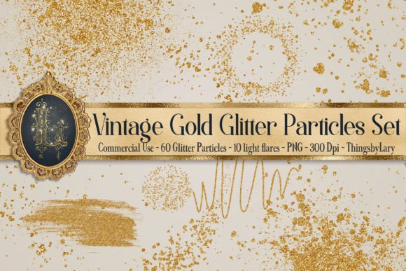 Download 70 Vintage Gold Glitter Particles PNG - Vintage Collection
