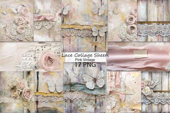 Download Pink Vintage Lace Collage Sheets - Vintage Collection