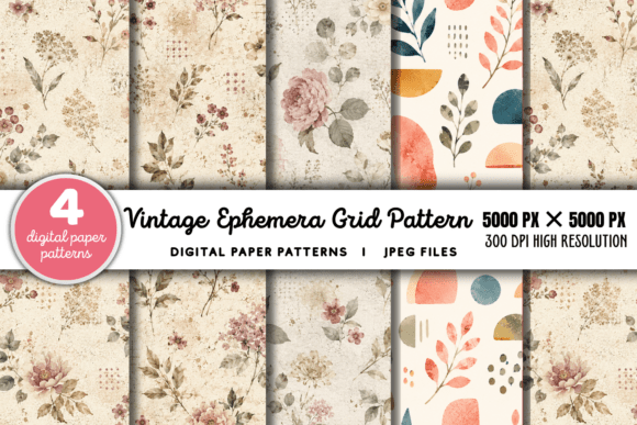 Download Vintage Grid Lined Ephemera Background 4 - Vintage Collection