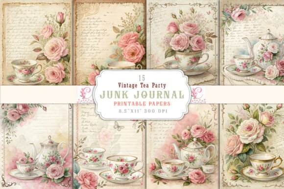 Download Vintage Tea Party Junk Journal Pages - Vintage Collection