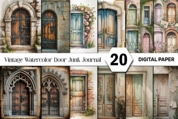 Download Vintage Watercolor Door Junk Journal Kit - Vintage Collection
