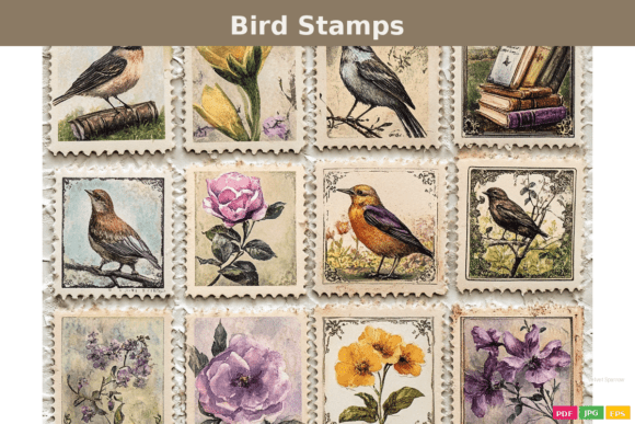 Download Vintage Bird Postage Stamps - Vintage Collection