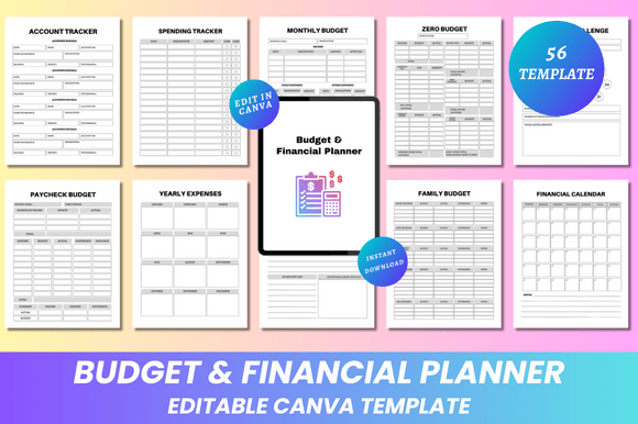 Download Budget &amp; Financial Planner Canva KDP - Kdp Collection