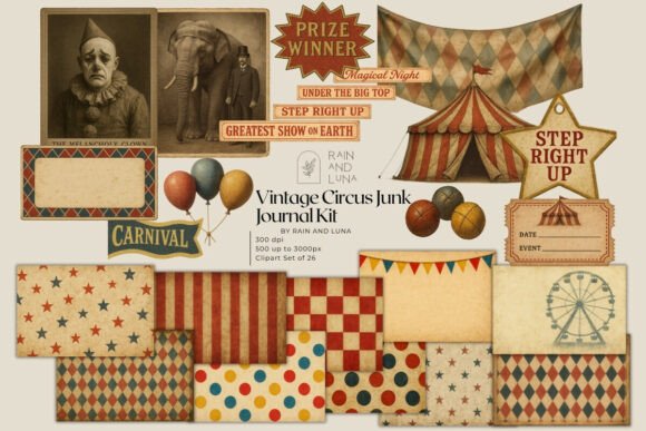 Download 🎪 Vintage Circus Junk Journal Kit - Vintage Collection