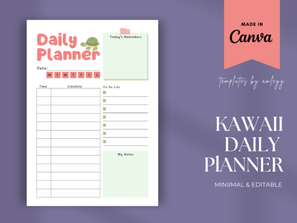 Download Kawaii Daily Planner Template Printables - Premium Bundle