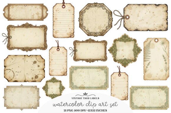 Download Vintage Tags Labels Junk Journal Kit - Vintage Collection