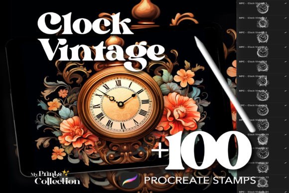 Download 100+ Procreate Clock Vintage Stamps - Vintage Collection