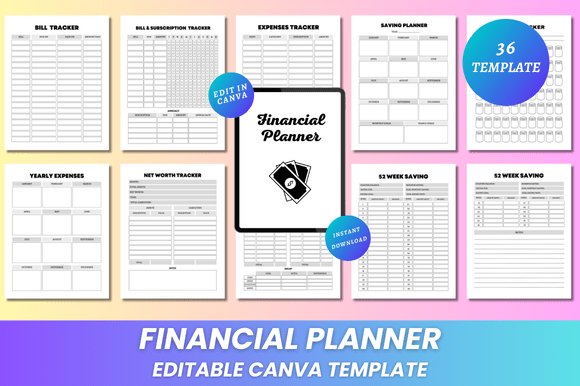 Download Editable Financial Planner Canva KDP - Kdp Collection
