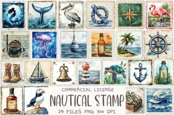 Download Nautical Vintage Stamp Clipart - Vintage Collection
