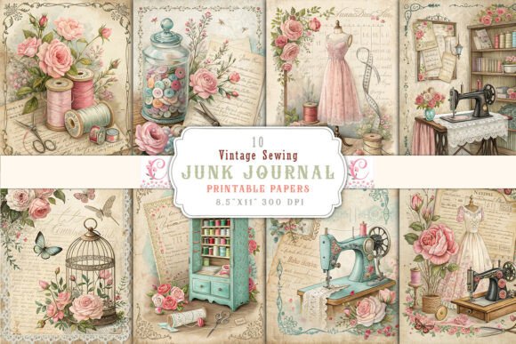 Download Vintage Sewing Junk Journal Pages - Vintage Collection