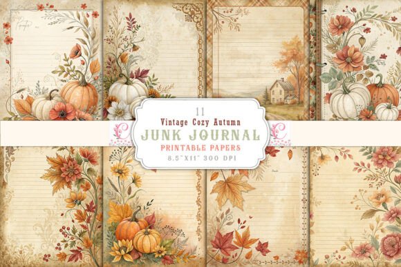 Download Vintage Cozy Autumn Junk Journal Pages - Vintage Collection