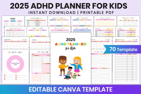 Download 2025 ADHD Planner for Kids Canva Kdp - Kdp Collection