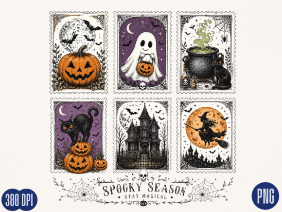 Download Spooky Season Vintage Stamp Collection - Vintage Collection