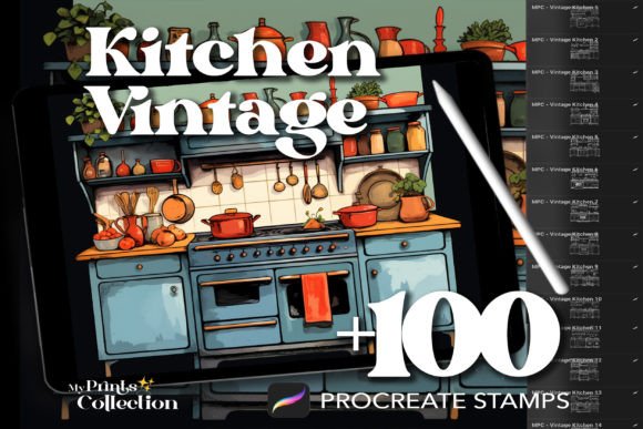 Download 100+ Procreate Kitchen Vintage Stamps - Vintage Collection