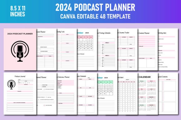 Download 2024 Podcast Planner Canva KDP - Kdp Collection