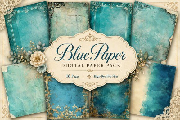 Download Teal Vintage Junk Journal Pages - Vintage Collection