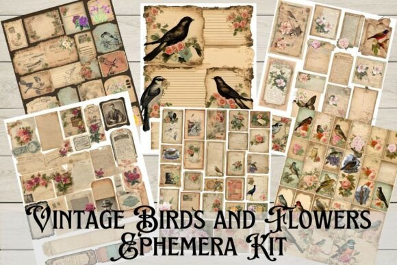 Download Vintage Birds and Flowers Ephemera Kit - Vintage Collection