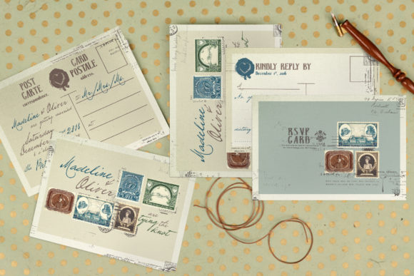 Download Vintage Stamp Wedding Invitation - Vintage Collection