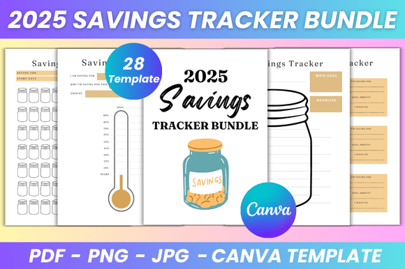 Download 2025 Savings Tracker Bundle Canva Kdp - Kdp Collection
