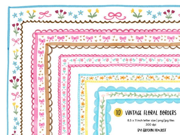 Download Vintage Floral Borders PNG Bundle - Vintage Collection