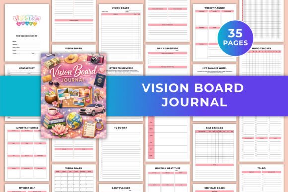Download Vision Board Journal Canva KDP Graphic - Kdp Collection