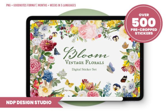 Download Vintage Florals Digital Planner Stickers - Vintage Collection