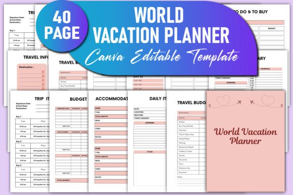 Download World Vacation Planner Canva KDP - Kdp Collection