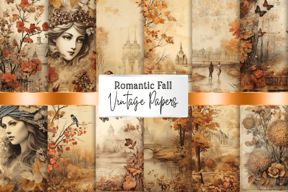 Download Vintage Autumn Scrapbooking Papers, Junk - Vintage Collection