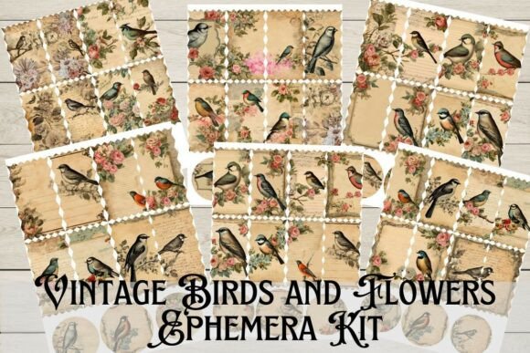 Download Vintage Birds and Flowers Ephemera Kit - Vintage Collection