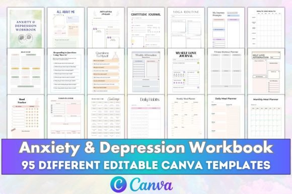 Download Canva Anxiety &amp; Depression Workbook KDP - Kdp Collection