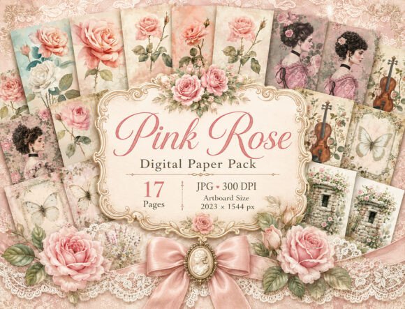 Download Vintage Rose Junk Journal Pages - Vintage Collection