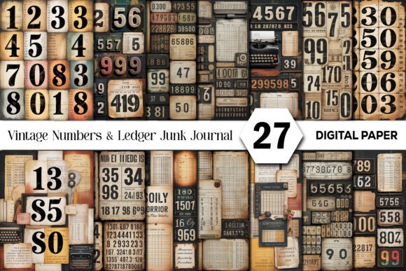 Download Vintage Numbers &amp; Ledger Junk Journal - Vintage Collection